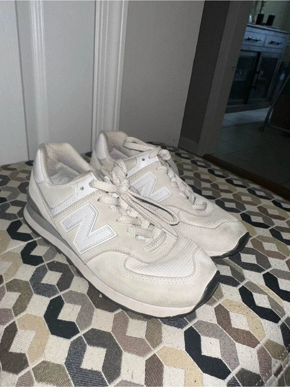 New Balance Women’s Cream & White Athletic Sneakers